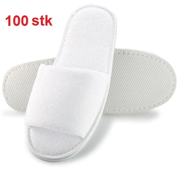 100 PAR OPEN ENGANGS SLIPPERS MED GUMMISÅLER